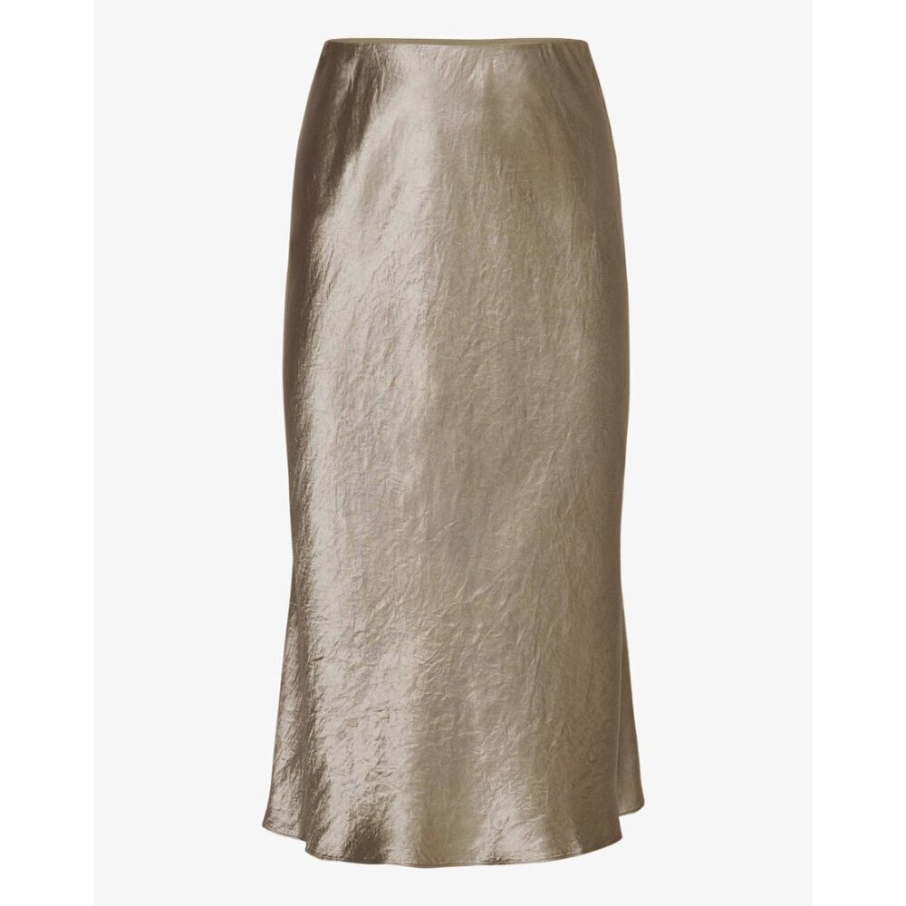 New Aritzia Satin Midi Slip Skirt Grey Taupe 2, XS - Picture 2 of 8